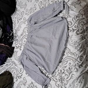 Abercrombie & Fitch Striped Cotton Off the Shoulder Top
